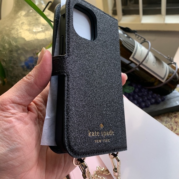 Kate Spade Glitter iPhone 12 mini removable magnetic case/card snap Crosby - Picture 15 of 16